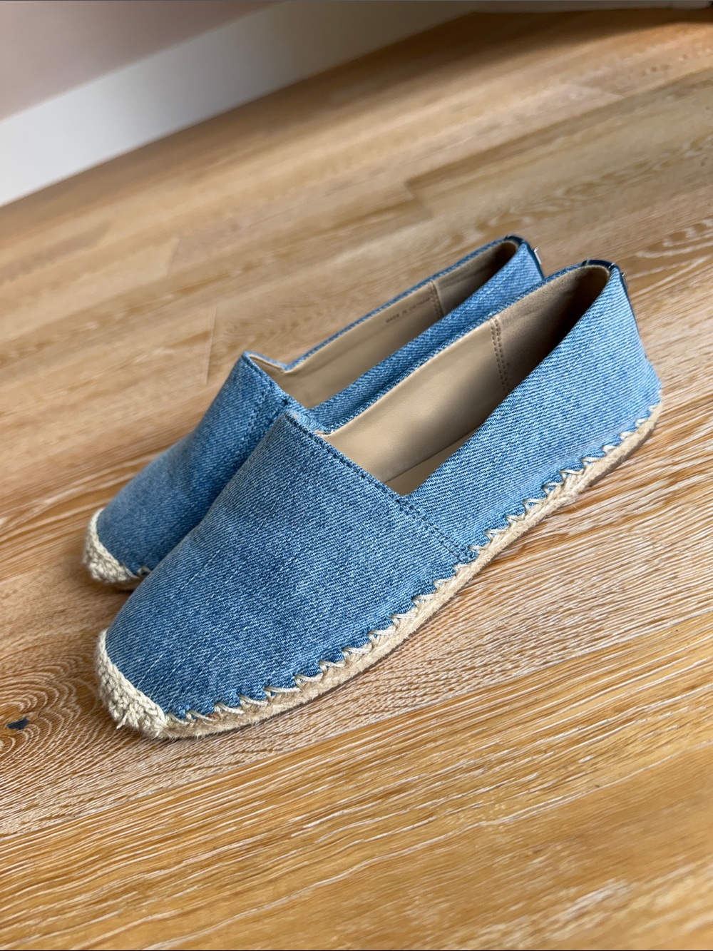 Denim Espadrille Slip-On Flats - Light Blue